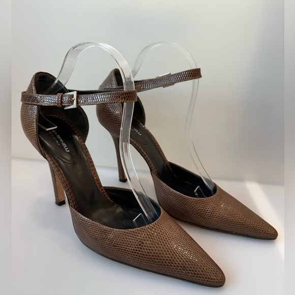 Shoes - TANIA SPINELLI  Brown Snakeskin-Embossed Heels